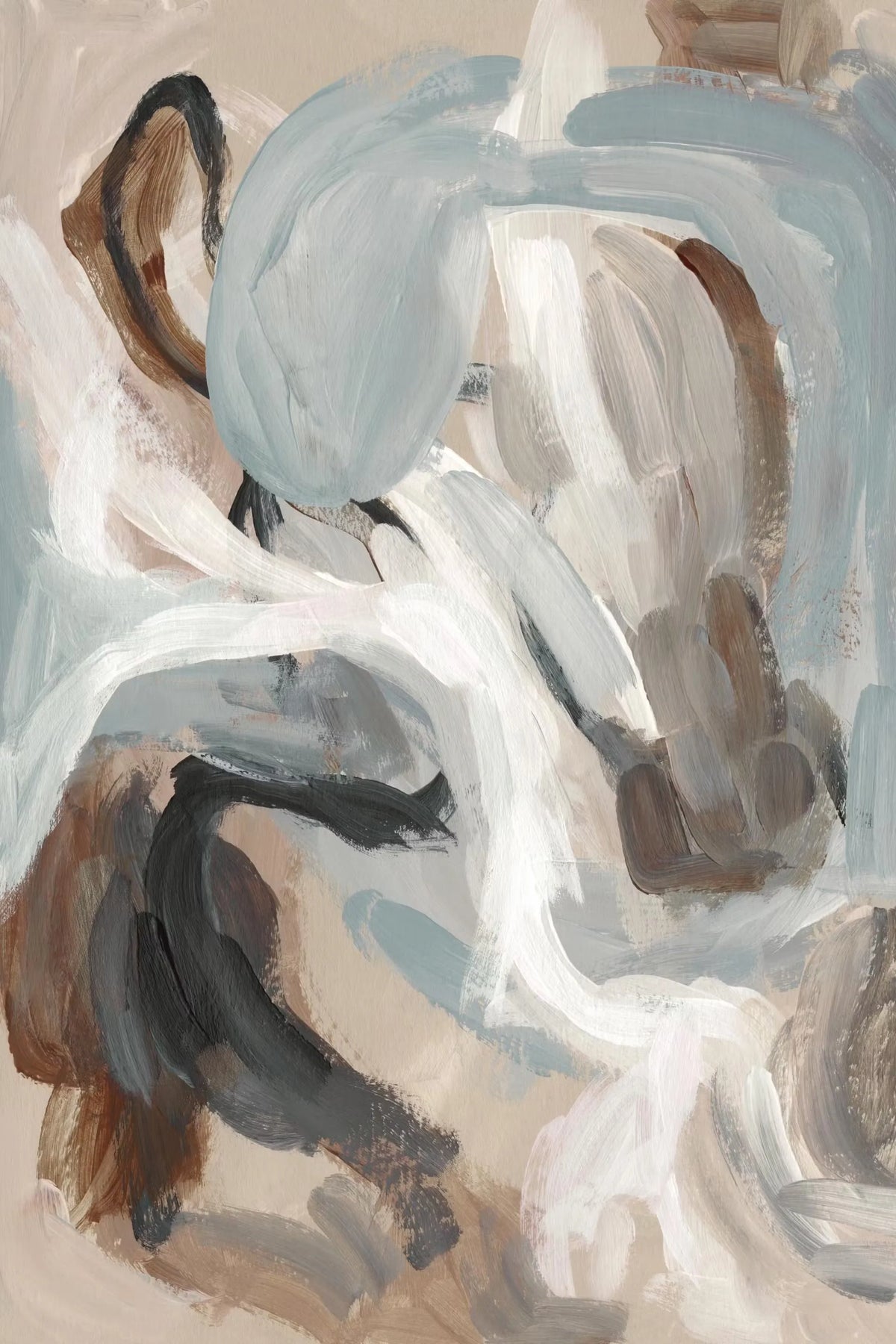 tableau toile art abstrait peinture moderne vert gris noir blanc cadre bois décoration murale