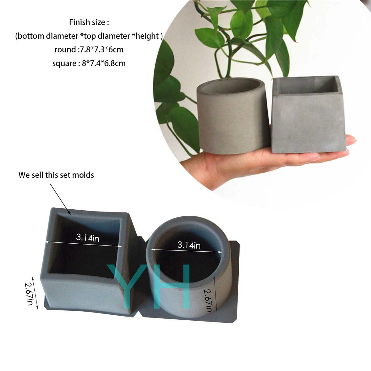 moule silicone pot plante carré rond reutilisable moderne gris mat opacité