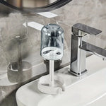porte brosse dents anti poussière transparente moderne adhésif salle bain organisation dentifrice blanc rond