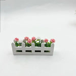 décoration miniature cache pot fleurs artificielles blanc rose bleu marron jardin
