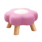 tabouret fleur pieds bois coussin peluche doux moderne rose vert jaune rouge chambre