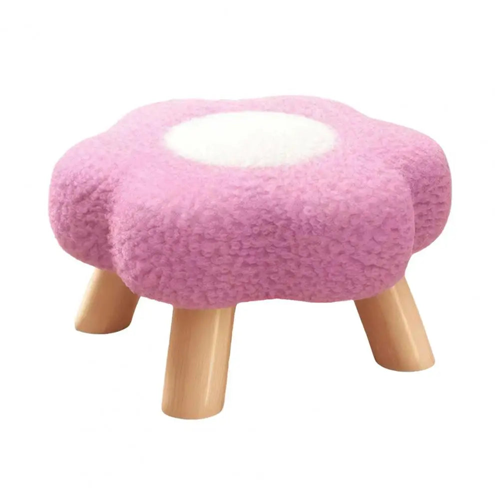 tabouret fleur pieds bois coussin peluche doux moderne rose vert jaune rouge chambre