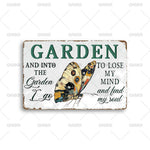 décoration murale vintage plaque métal fleurs papillons bois rétro nostalgieintérieur extérieur