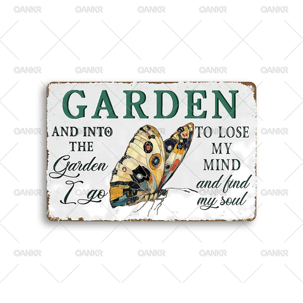 décoration murale vintage plaque métal fleurs papillons bois rétro nostalgieintérieur extérieur