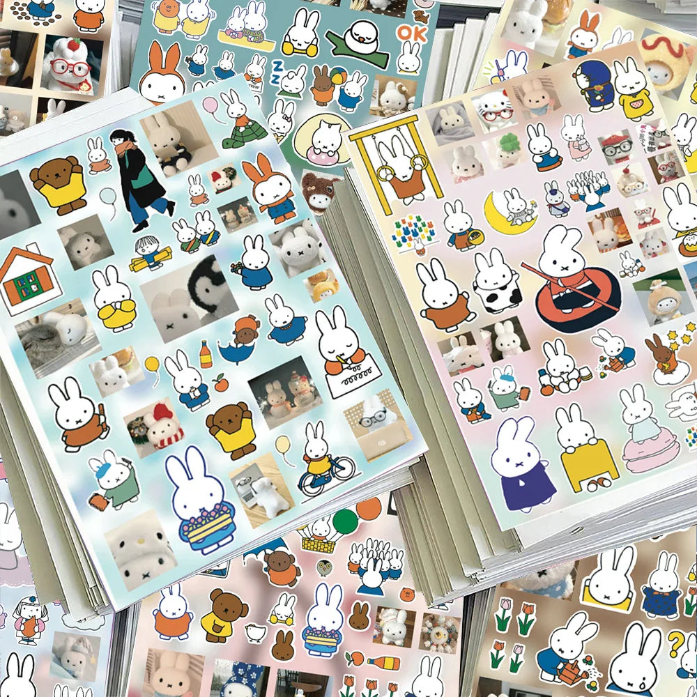 sticker autocollant mignon dessin animé personnage lapin miffy motifs maison fruits kawaii