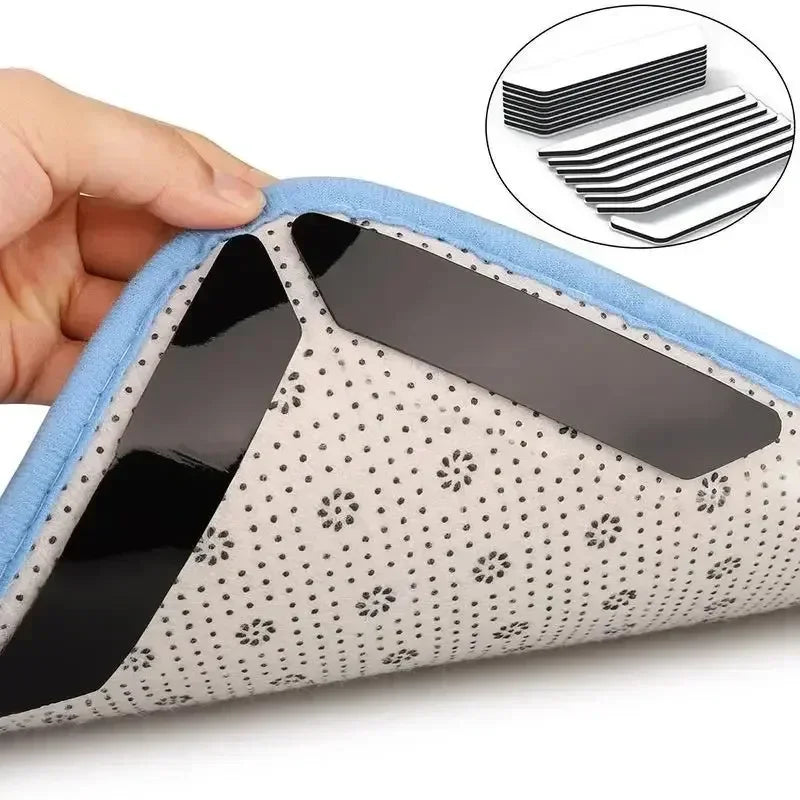 tapis antidérapants adhésifs réutilisables lavables moderne confortable noir gris blanc bleuclair
