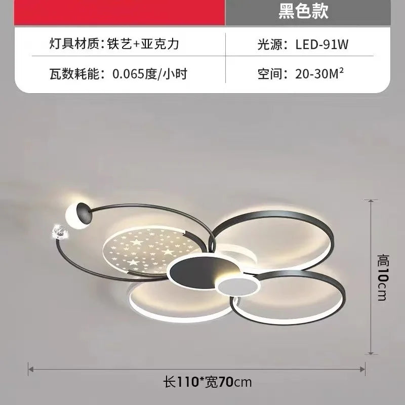 plafonnier led or moderne circulaire points lumineux blanc noir chambre salon
