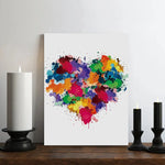 tableau decoratif abstrait moderne multicolore motif coeur sans cadre decoration salon