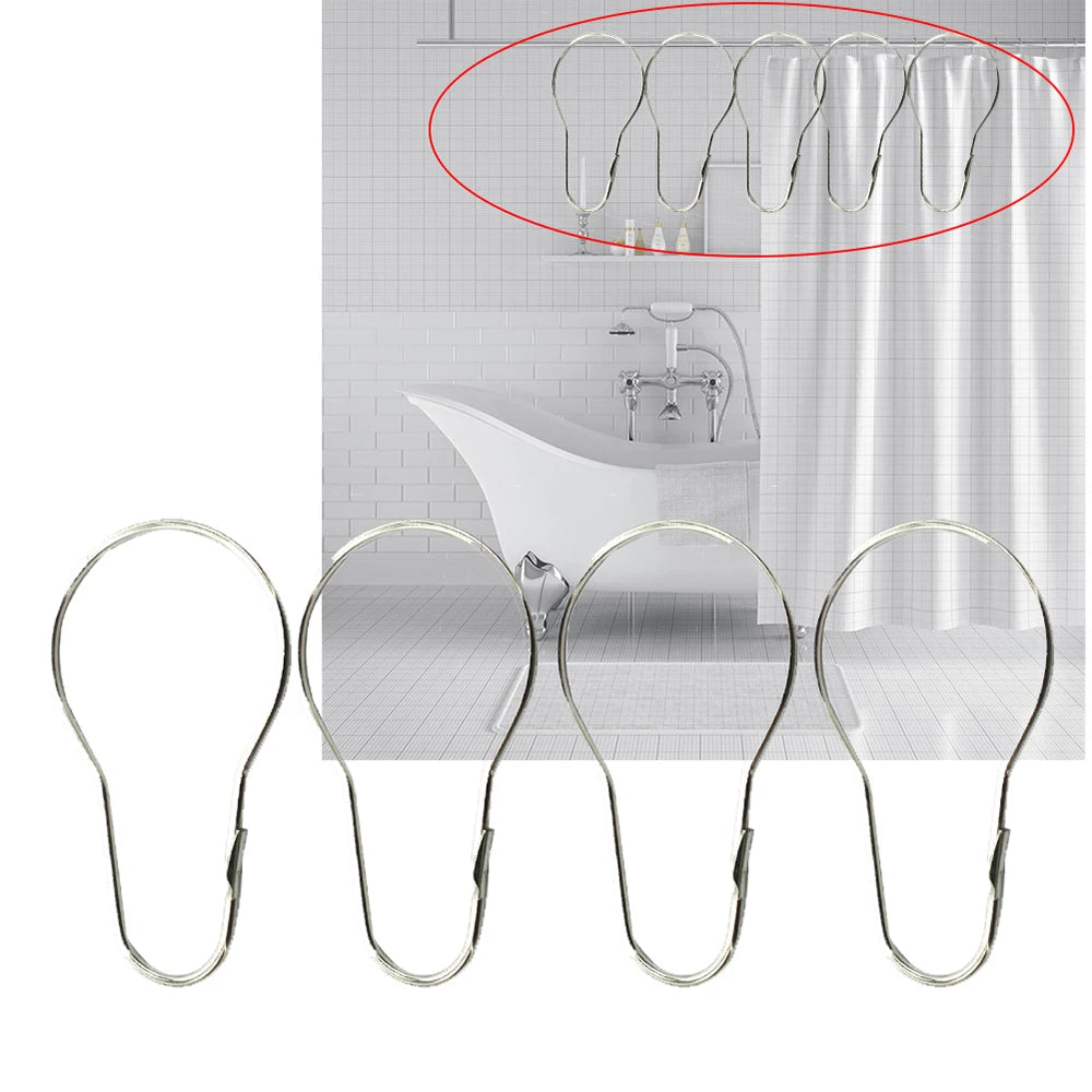 rideaux anneaux argentés modernes 50pcs opaques métal lisses maison