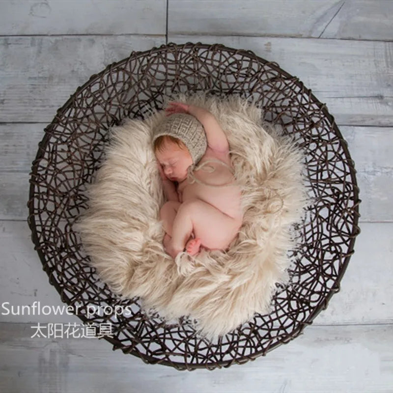 coussin fourrure synthétique blanc rose bleu vert moderne doux nouveau né photo bébé mois