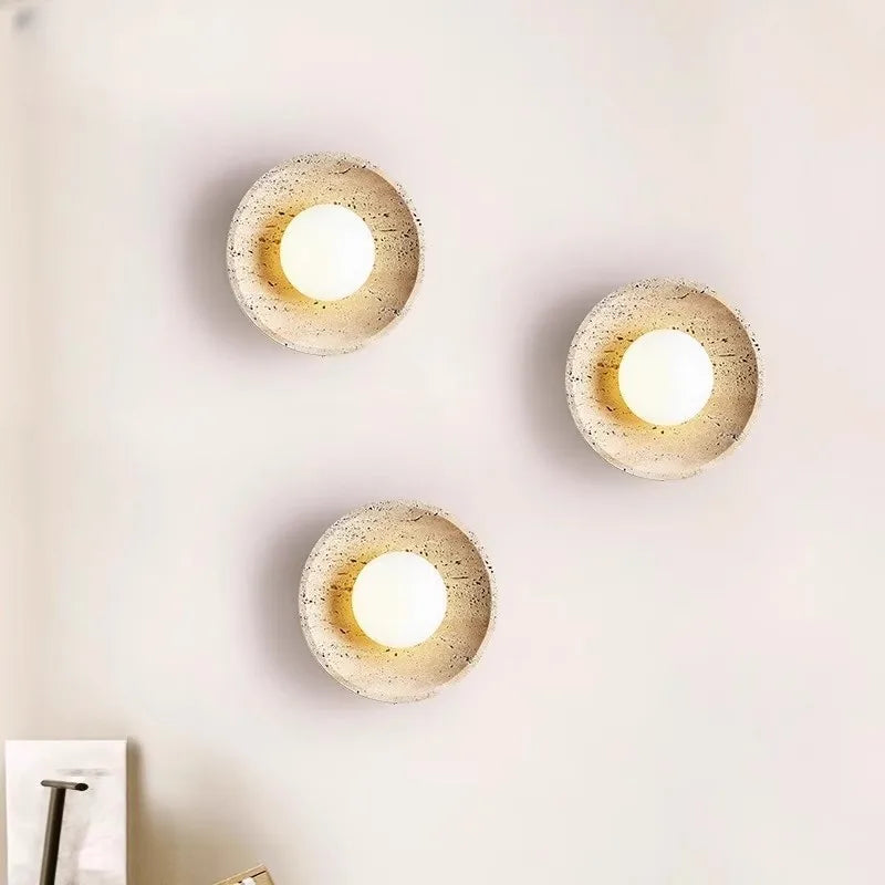 applique murale moderne pierre granulée texture marbrée beige crème salle salon chambre coucher lumière