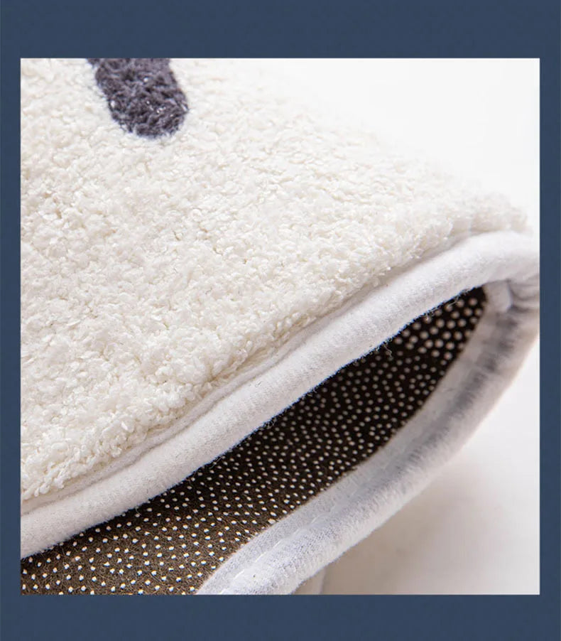 tapis bain antidérapant ovale motifs floraux blanc noir résistant antibactérie decorativeextérieur
