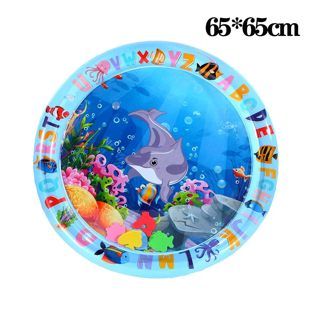 tapis d'éveil bébé thème marin poissons coraux étoiles mer bleu blanc orange verte rose