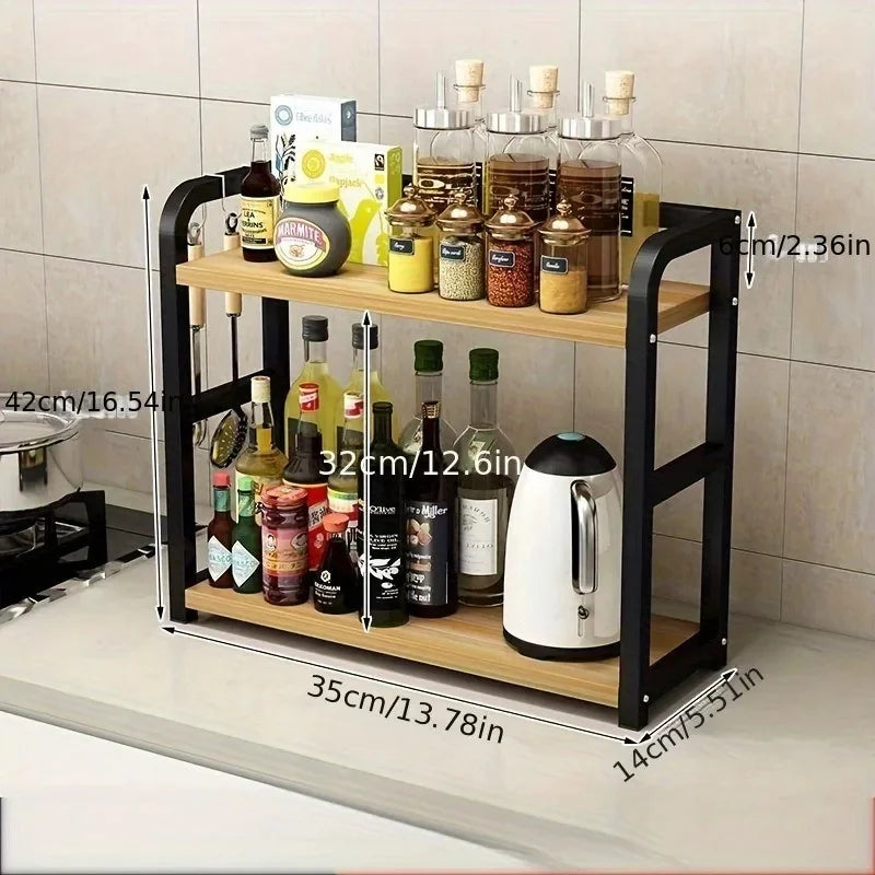 étagère métal bois moderne rangement tasses condiments noir reutilisable inoxydable fonctionnel pieds