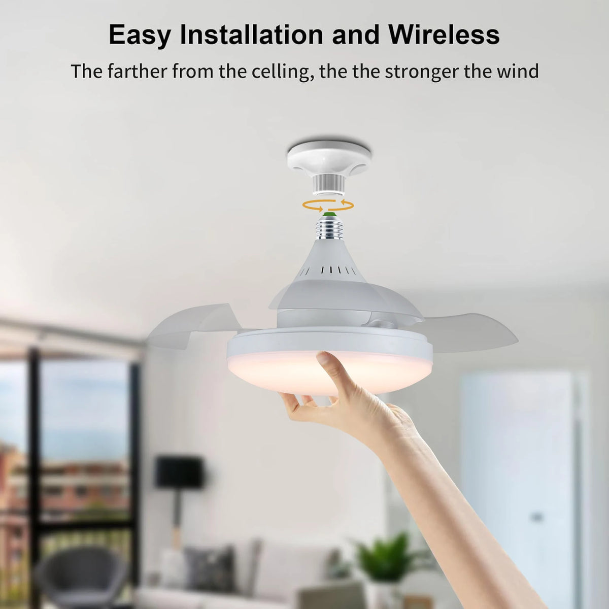 ventilateur lampe led blanc moderne télécommande flux lumineux 2000 82000 autonome certification
