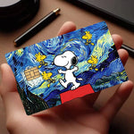 autocollant carte credit snoopy happy holidays bleu marine moderne