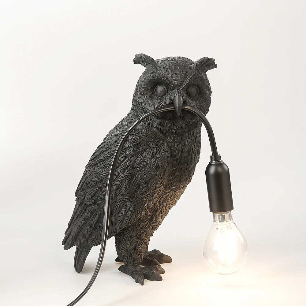 lampe poser oiseau noir plumes modernes artistique chambre coucher led table chambre