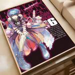 affiches manga bleu noir illustrations personnages japonais cadre bois décoration moderne