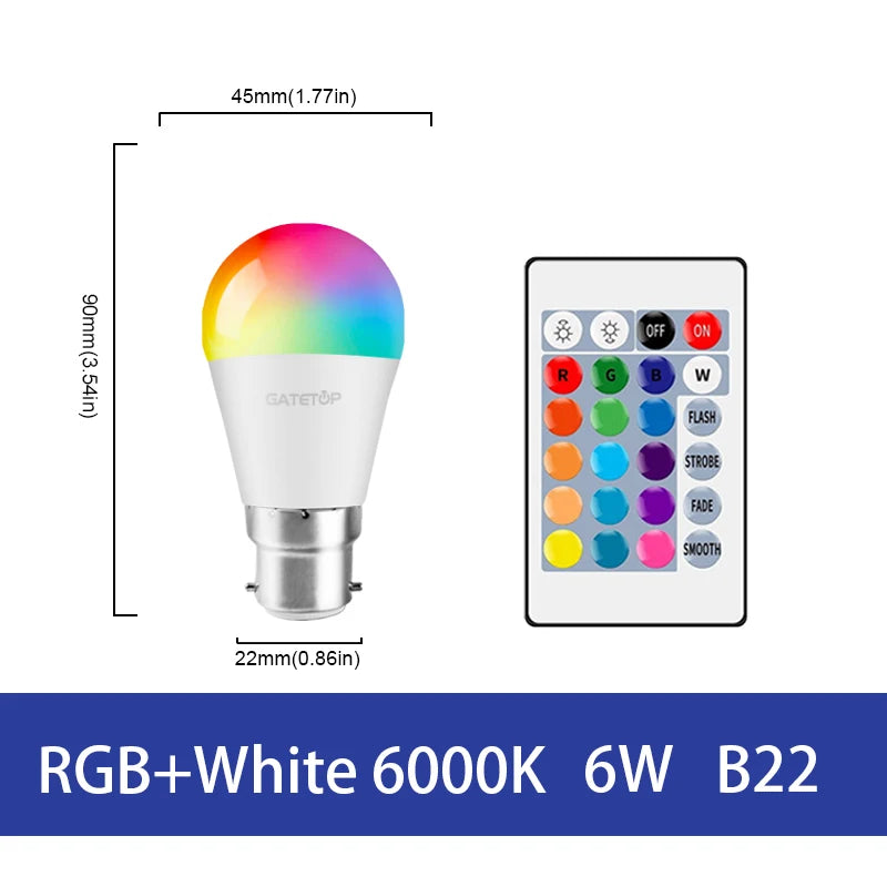 ampoules led rgb blanc multicolore transparentes modernes télécommande e27 e14 gu10