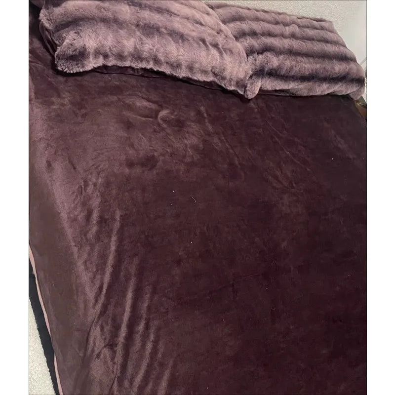 drap housse rayé violet oreillers lit 1.5m 1.8m quatre pièces microfibre