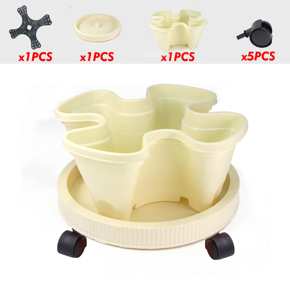pots fleurs empilables moderne violet vert rose orange grille drainage roues pratiques