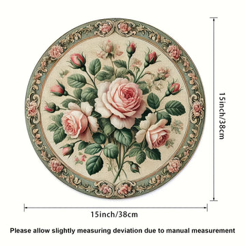 napperons floraux vintage lavables table rose vert feuilles motif classique pièces 38x38cm