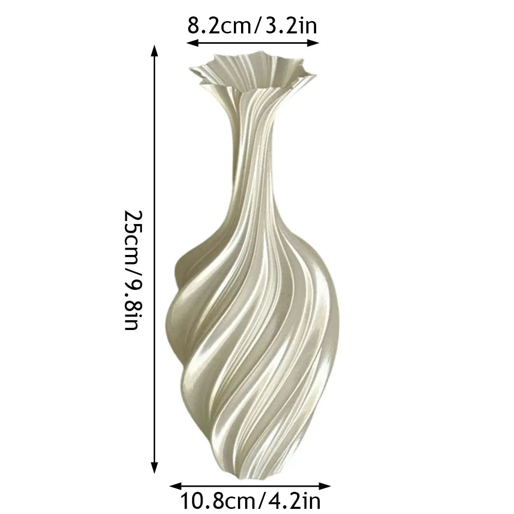 vase decoratif moderne texturé lignes ondulées rouge blanc noir argenté minimaliste table