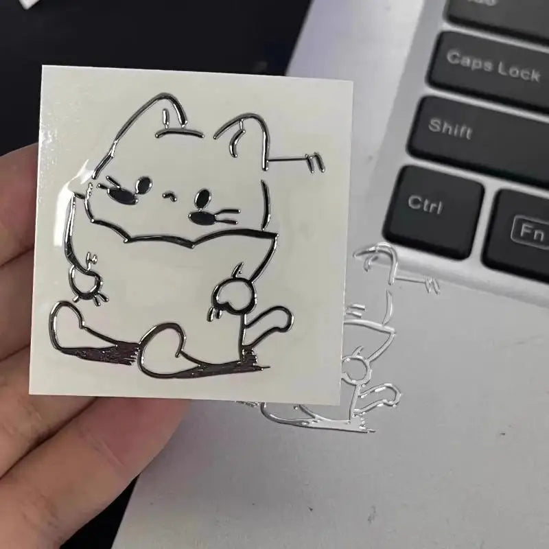 sticker autocollant 3d dessins animés chat noir blanc décoration téléphone diy illustration simple