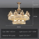 lustre suspendu cristal brillant doré élégant salon chambre 2000 82000 lumens 90 260V