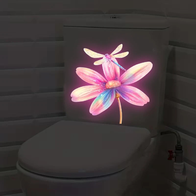 stickers decoratifs toilettes multicolores fleurs insectes adhésifs maison chambre salon