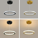 lampe suspendue moderne couleurs noir blanc doré anneau concentrique opacité(touches) led aluminium