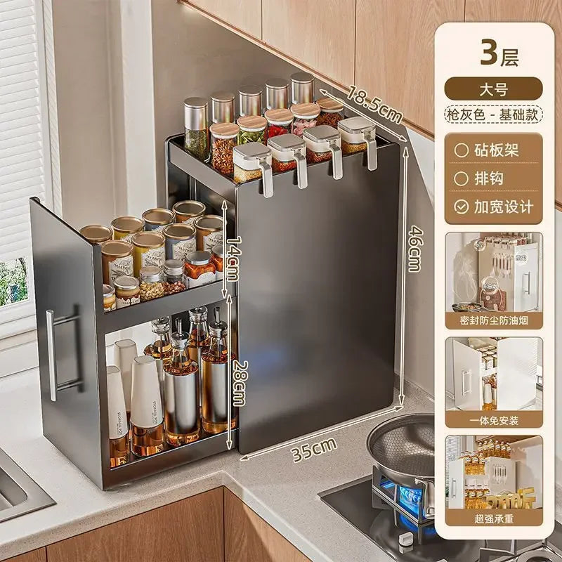 rangement cuisine blanc hexagones moderne multi usages étages poignées condiments outils