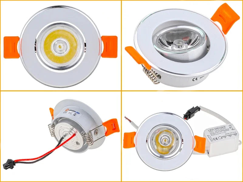 spot led noir orange argent 3w clips modernes 65mm 25mm 50mm