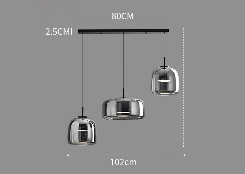 luminaire suspension moderne verre transparent doré câble salon salle manger