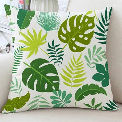 coussin carré moderne feuilles tropicales 100% polyester 35x35cm 45x45cm 50x50cm 60x60cmversible lavable