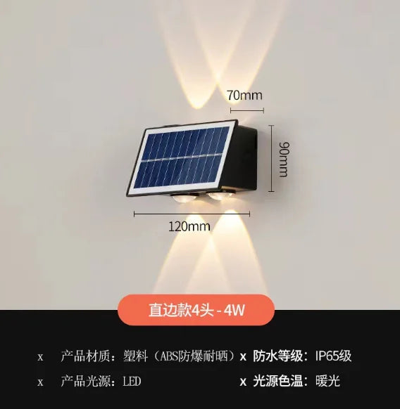 lampe murale solaire contemporaine noire blanche panneau solaire led 4w 6w 8w rgb lumière