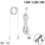 câble électrique blanc moderne prise interrupteur ampoule E27 lisse opaque 6m