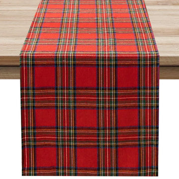 tableau chemin table carreaux écossais rouge noir vert polyester coton classique multiple tailles restaurants