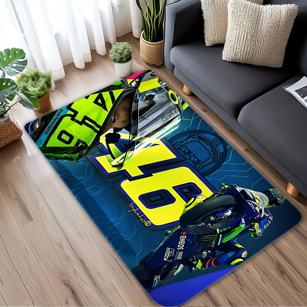 tapis course voiture mans motifs graphiques moderne antidérapant polyester bleu rouge blanc jaune