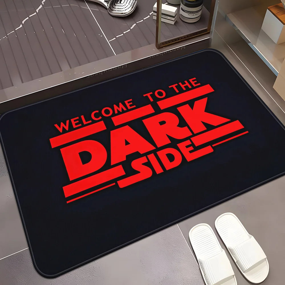 tapis moderne noir rouge welcome dark side antidérapant polyeste mousse pe
