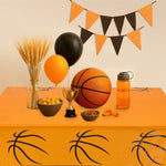 décoration fête anniversaire basket ball assiettes gobelets serviettes guirlande ballon bouteille table orange noir