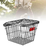 panier vélo noir maille métallique clips fixation poignée durable universel extérieur moderne