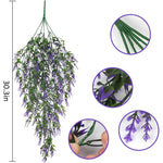 guirlande artificielle fleurs violettes feuilles vertes moderne extérieure accrochée chaîne métallique décoration jardin mariage