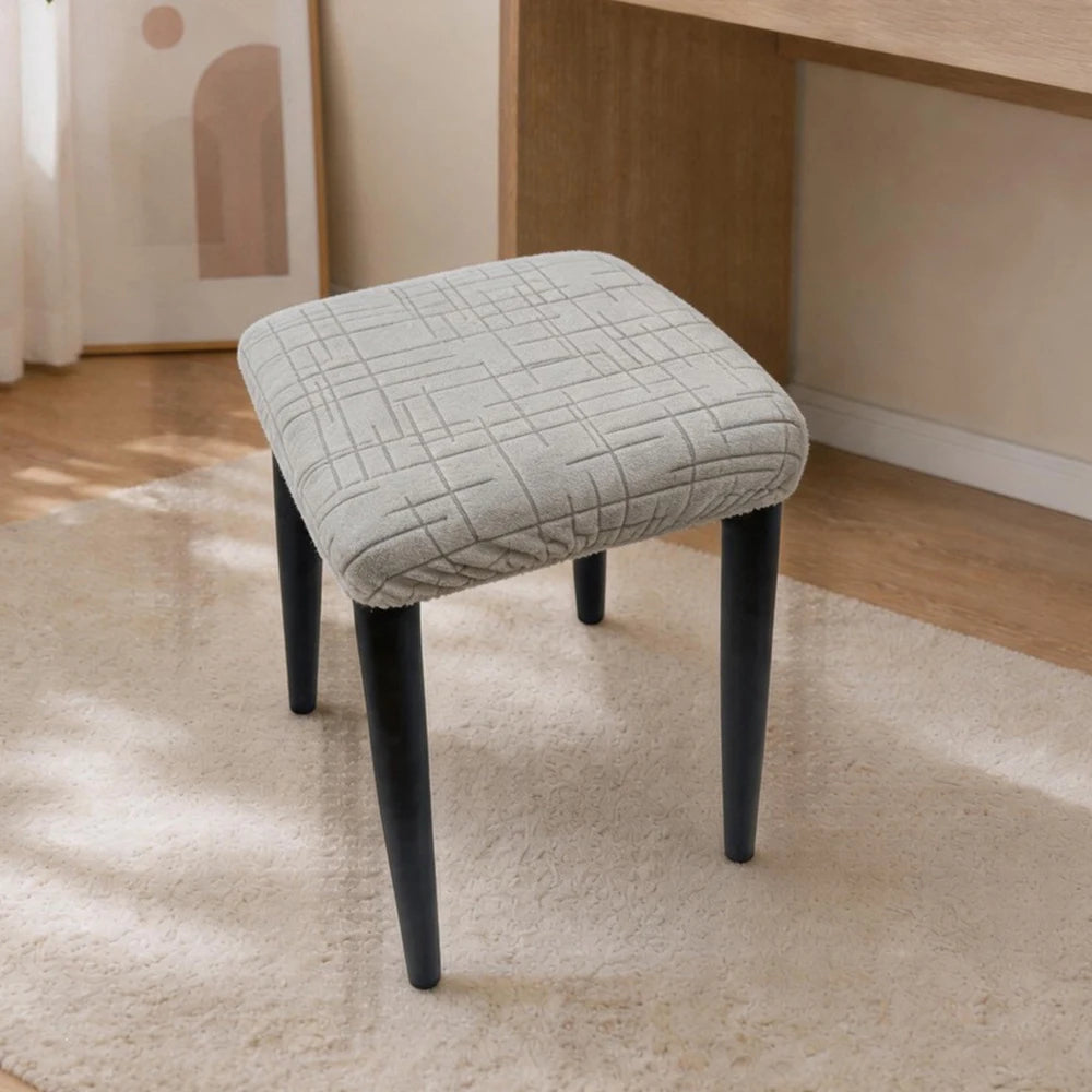 housse tabouret tissu carreaux gris moderne polyester amovible lavable adhésif protection durable cuisine salle