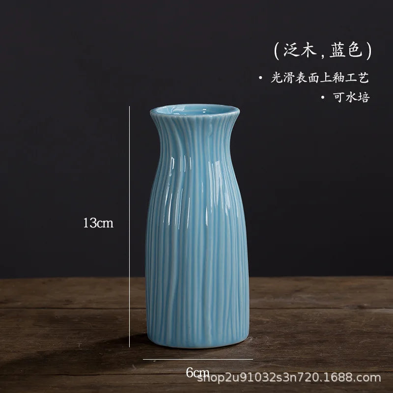 vases céramique moderne rayures horizontales orange blanc rose jaune vert clair