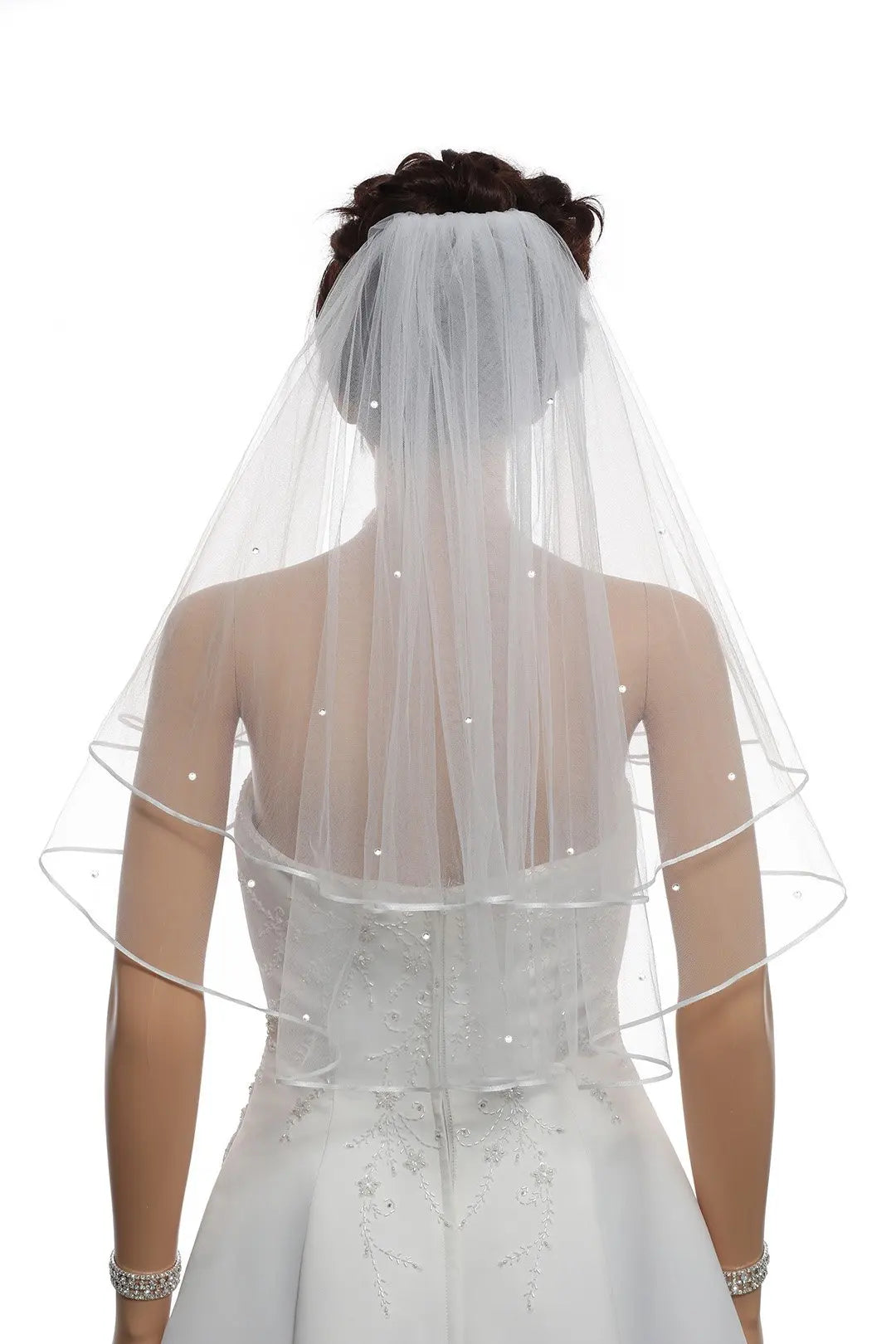 voile mariée tulle broderie florale classique romantique blanc ivoire transparent dos semi transparent peigne