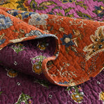 couvre lit patchwork floral boho chic violet orange bleu jaune marron king queen 223x269cm