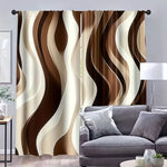rideau marron moderne rayures ondulées 100 polyester pièces