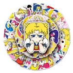 stickers anime sailor moon personnages kawaii stickers dessin animé jaune bleu rose blanc imperméables