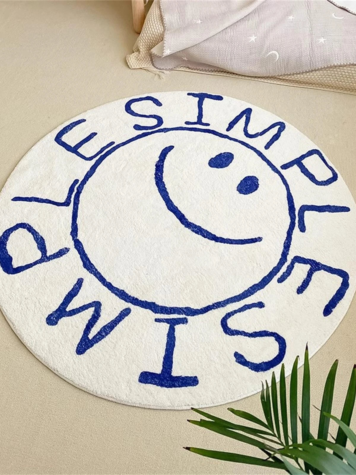 tapis sol peluche doux motif smiley floral décoratif chambre salon maison moderne